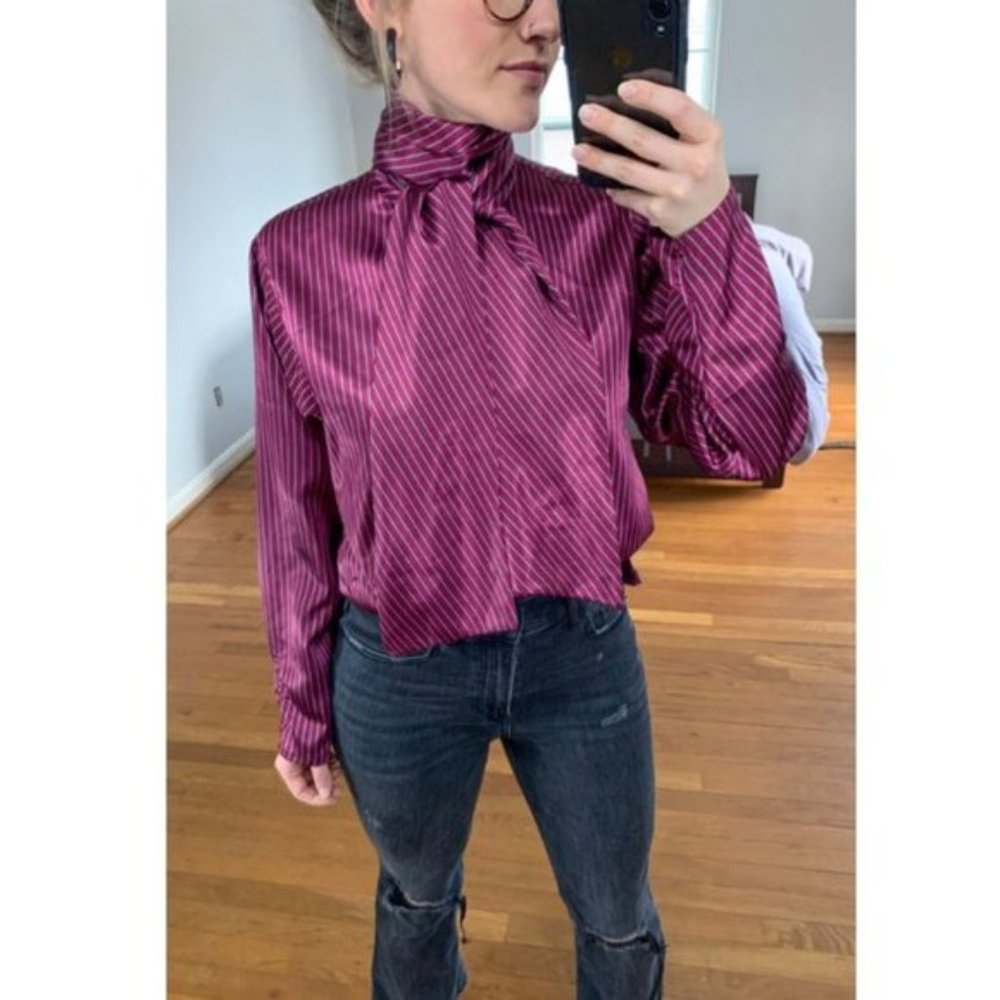 *Vintage* Silky, Fuchsia Blouse